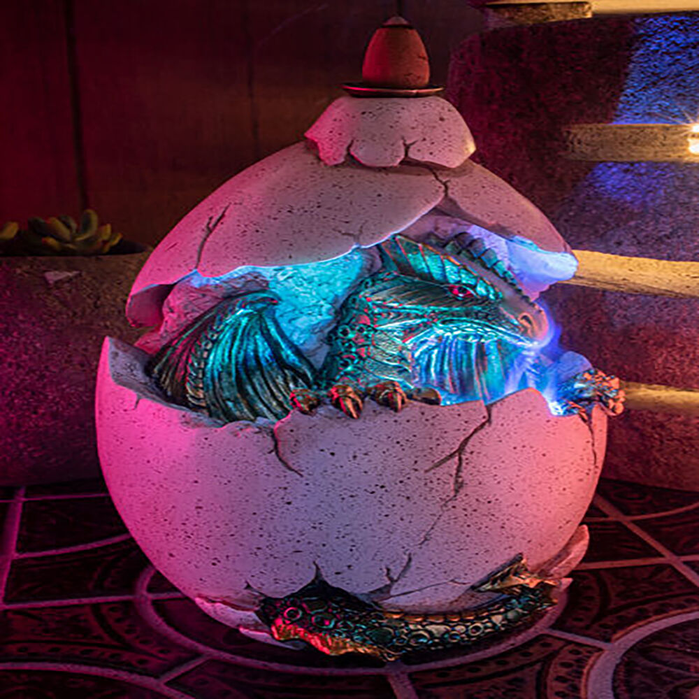 Mystical Worlds Backflow Burner Dragon Egg w/ LED Incense Burner
