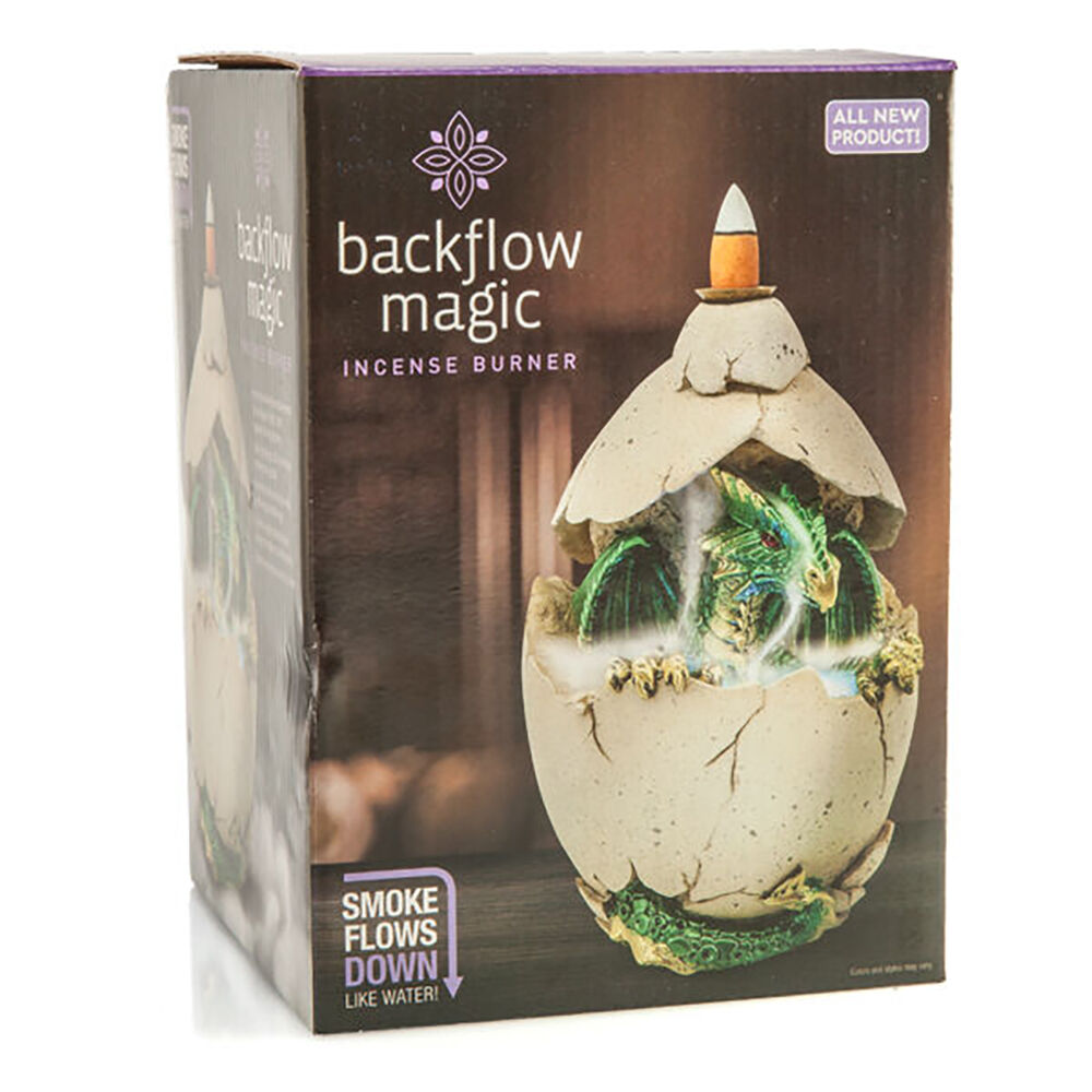 Mystical Worlds Backflow Burner Dragon Egg w/ LED Incense Burner