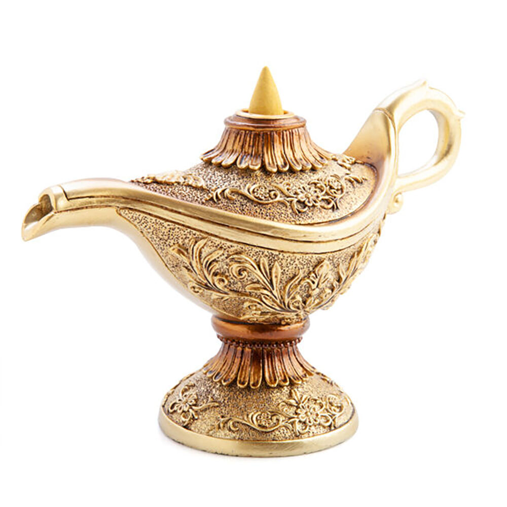 MDI Mystical Worlds Backflow Burner Magic Lamp Incense Burner - Gold