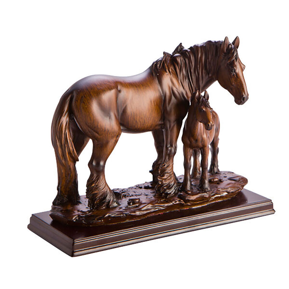MDI Horse Family 2-Figurine Elegant Home Decor Brown