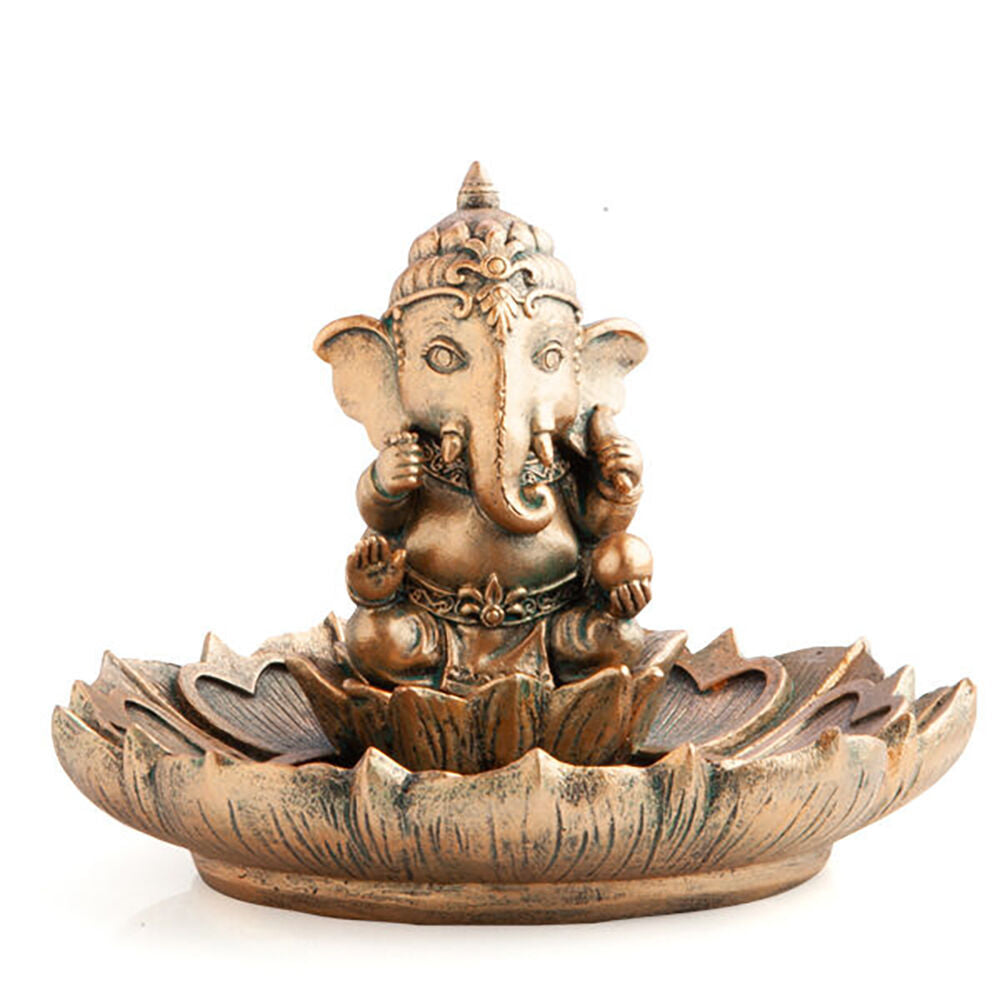 3PK MDI Stick Incense Burner Ganesha Stand Antique Gold Home Fragrance Decor