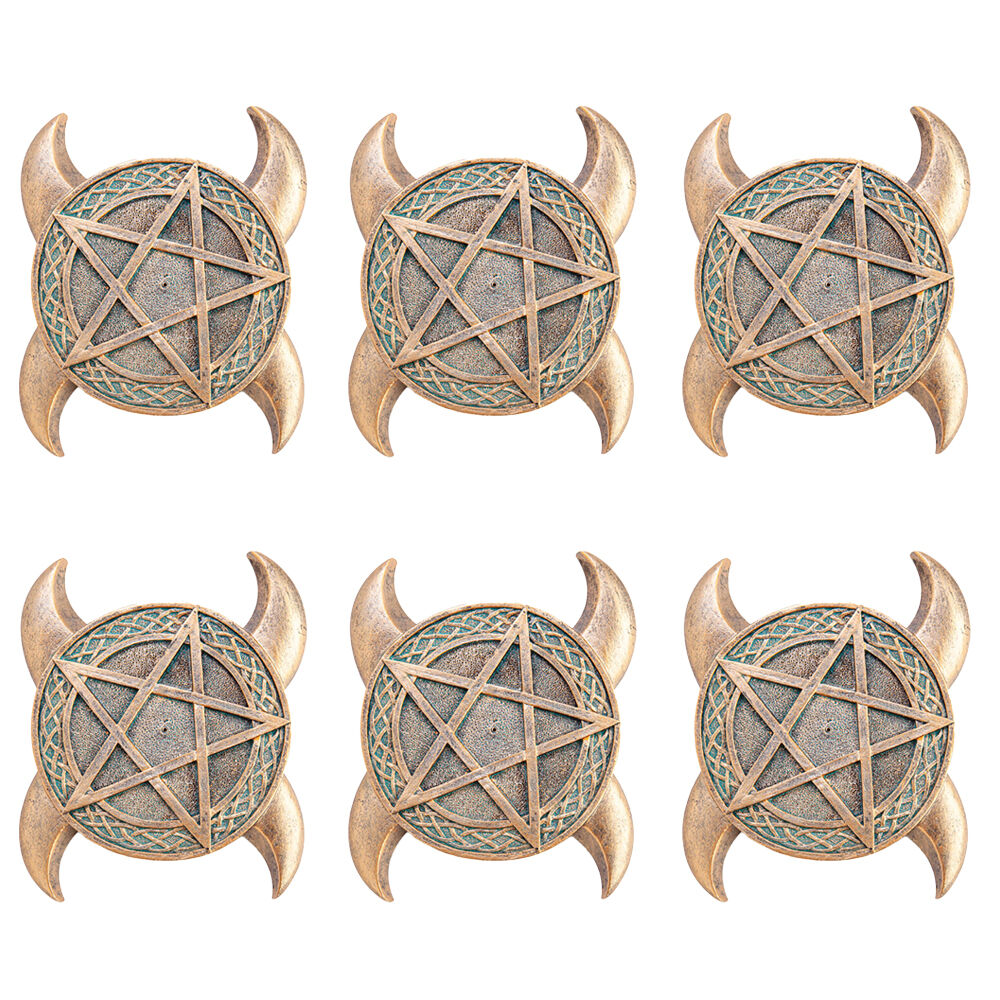 6PK MDI Stick Incense Burner Pentacle Stand/Holder Copper Home Fragrance Decor
