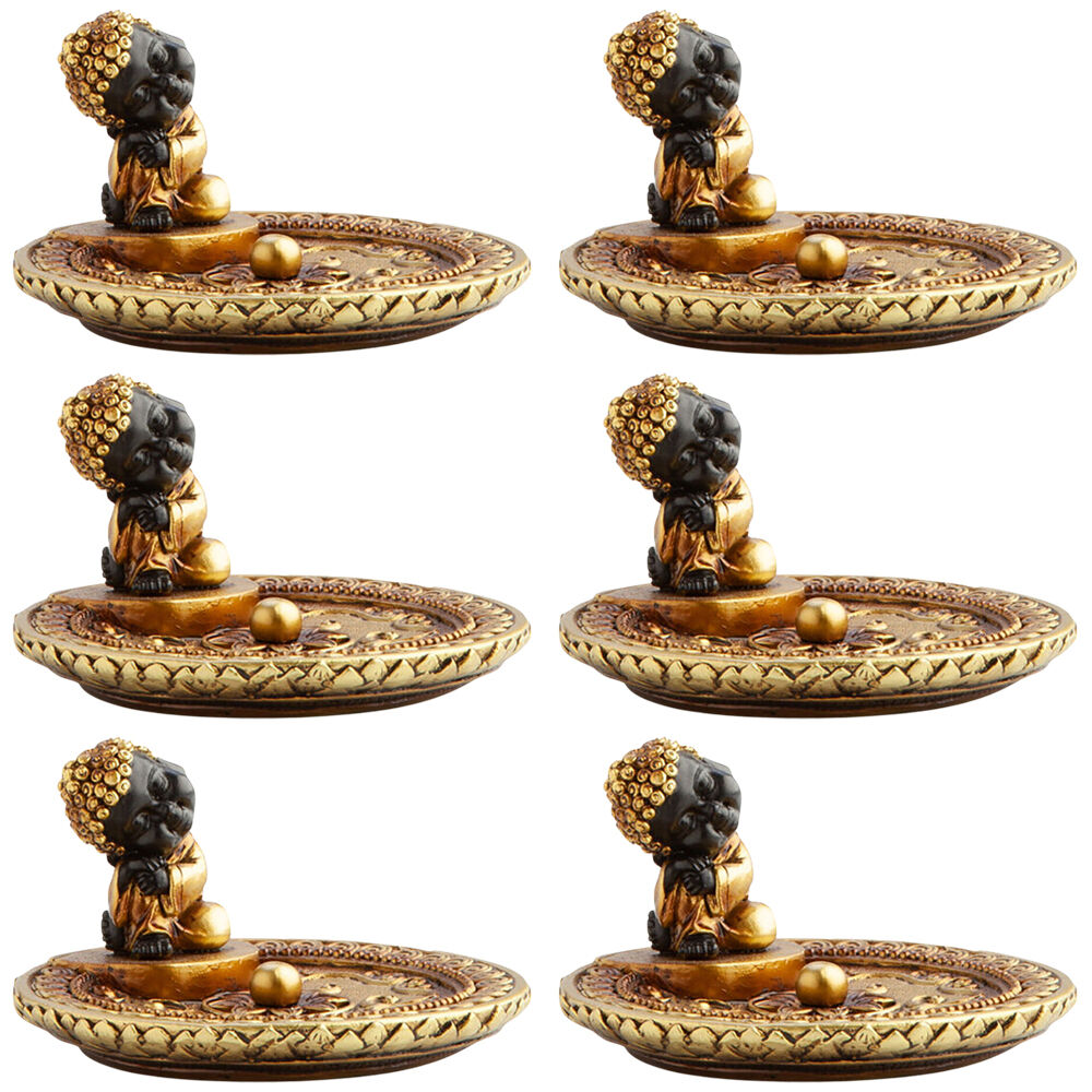 6PK MDI Stick Incense Burner Sleeping Buddha Stand Gold Home Fragrance Decor