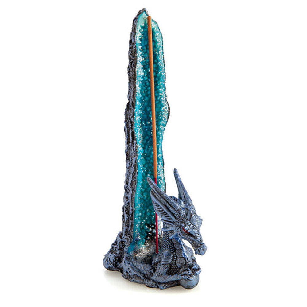 Mystical Worlds Ice Dragon Incense Burner Crystal Blue 23x10cm Home Decor