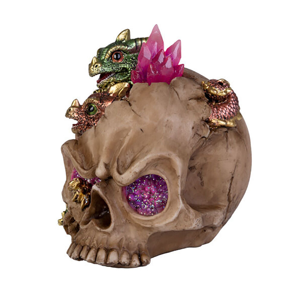 Mystical Worlds LED Light Skull Baby Dragons Fantasy Display Decor 14.82cm