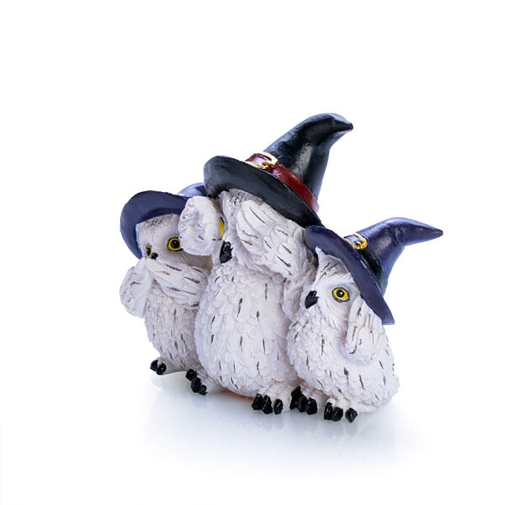 Mystical Worlds 3 Wise Snowy Owls Figurine 12.7x9.3cm - White