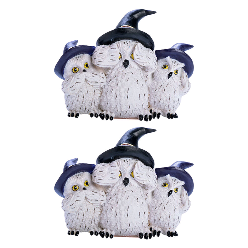 2PK Mystical Worlds 3 Wise Snowy Owls Figurine 12.7x9.3cm - White