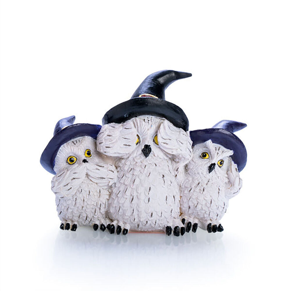 2PK Mystical Worlds 3 Wise Snowy Owls Figurine 12.7x9.3cm - White