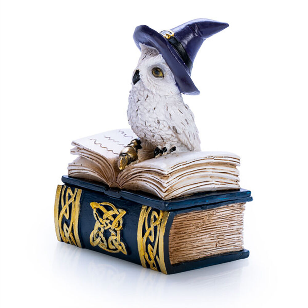 Mystical Worlds Snowy Owl Book Trinket Box Figurine Ornament Home Decor