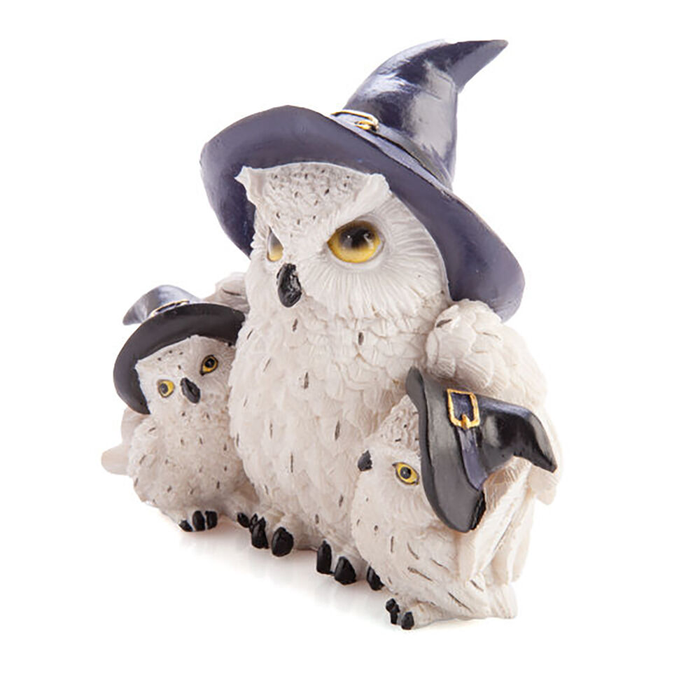 Mystical Worlds Snowy Owl Family Figurine Ornament Home Decor 13.5x12.2cm