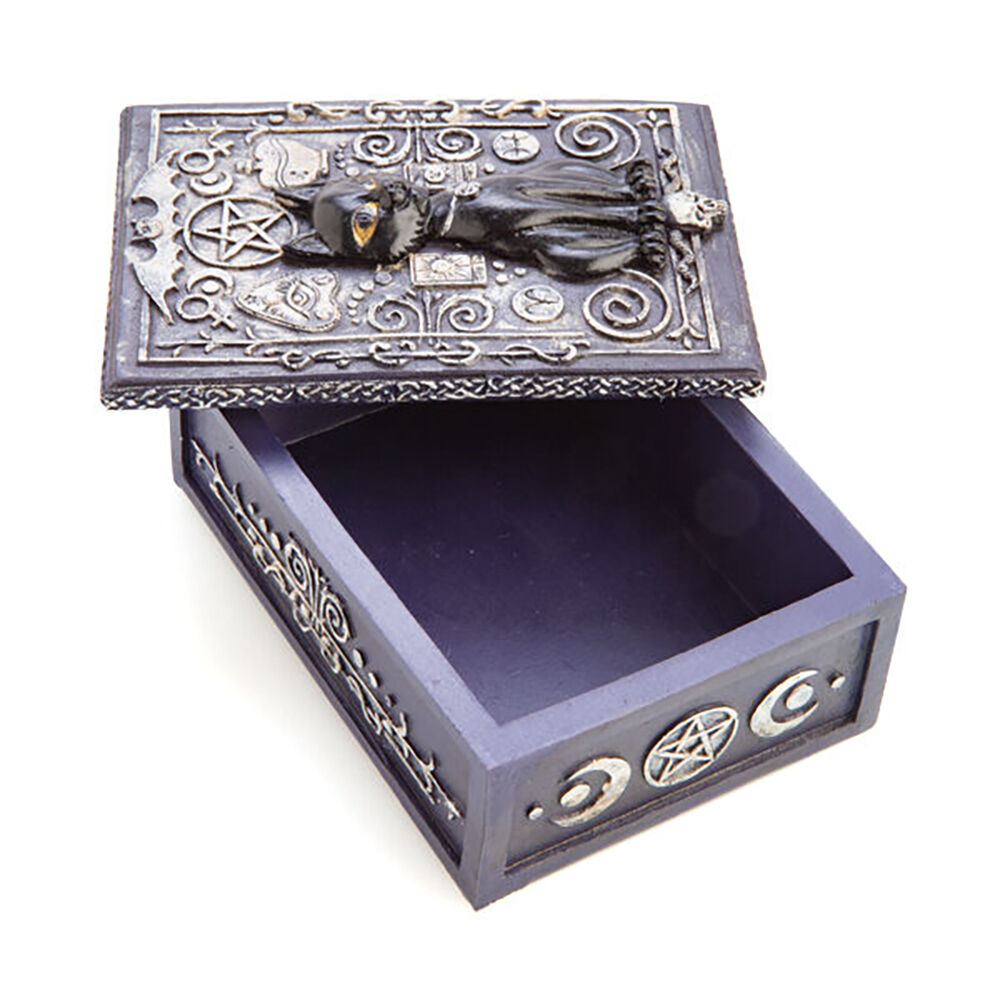 Mystical Worlds Tarot Box Black Cat Jewellery Trinket Storage Home Decor