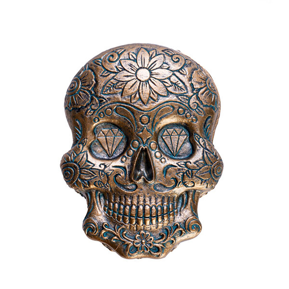 Mystical Worlds Trinket Box Candyskull Gold Jewellery Storage Decor Antique