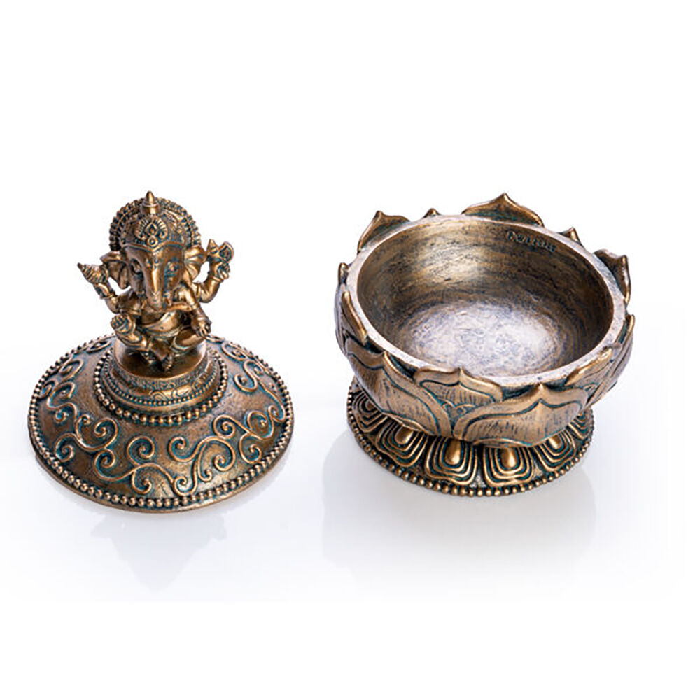 Mystical Worlds Trinket Box Ganesh Gold Jewellery Storage Decor Antique