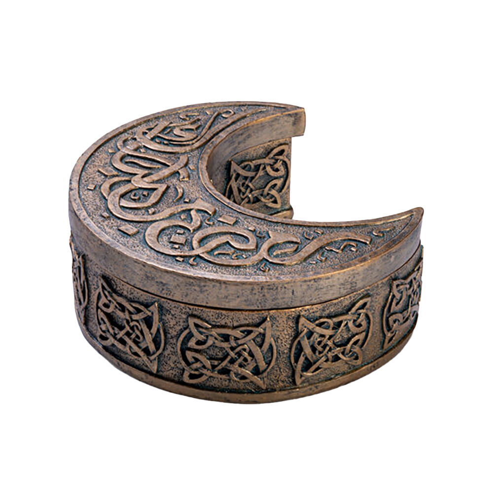 Mystical Worlds Trinket Box Moon Gold Jewellery Storage Decor Antique