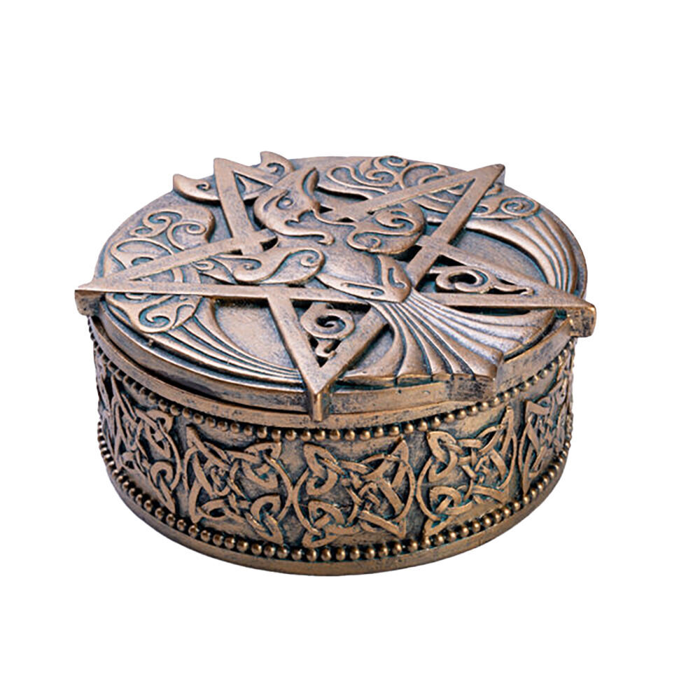 2PK Mystical Worlds Trinket Box Pentacle Gold Jewellery Storage Decor Antique