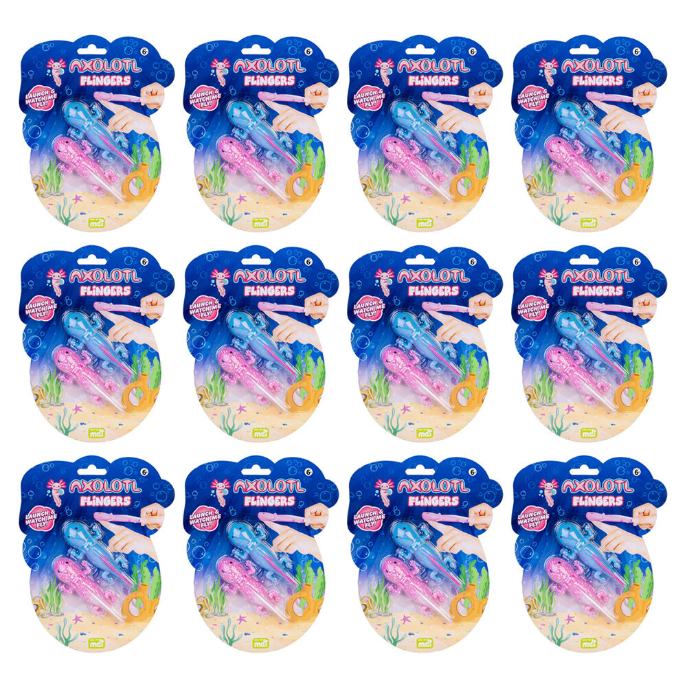 12x 2pc Axolotl Squishy Stretchy Rubber Flingers Toy 4.7x10cm Axolotl 3y+