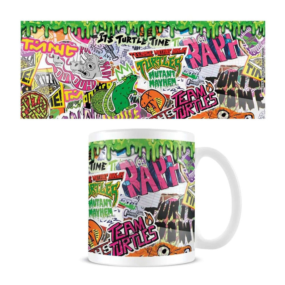 2PK TMNT Mutant Mayhem Sticker Bomb Coffee Mug/Cup Multicoloured