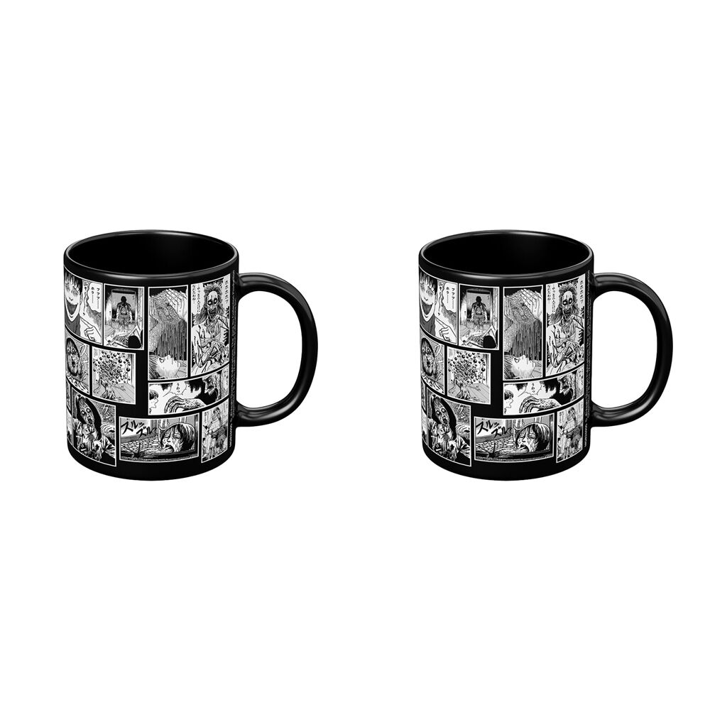 2PK Anime Junji Ito Nightmares Coffee Mug/Cup Black And White