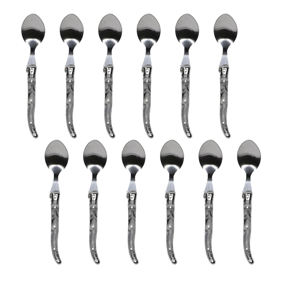 12pc Laguiole Etiquette Stainless Steel Teaspoon Set 15.5cm Marble Grey