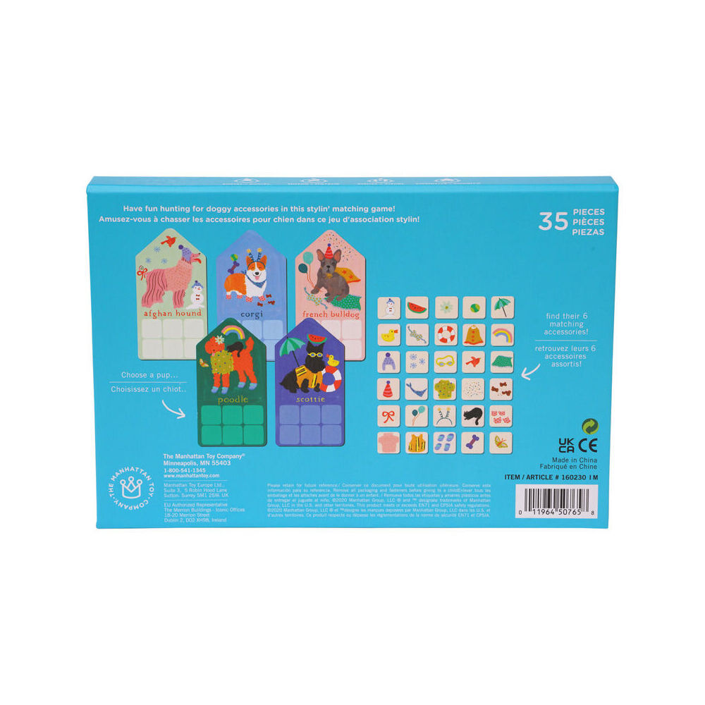 2PK Manhattan Pup Match Up Kids Interactive 6x4cm Card Game 3y+