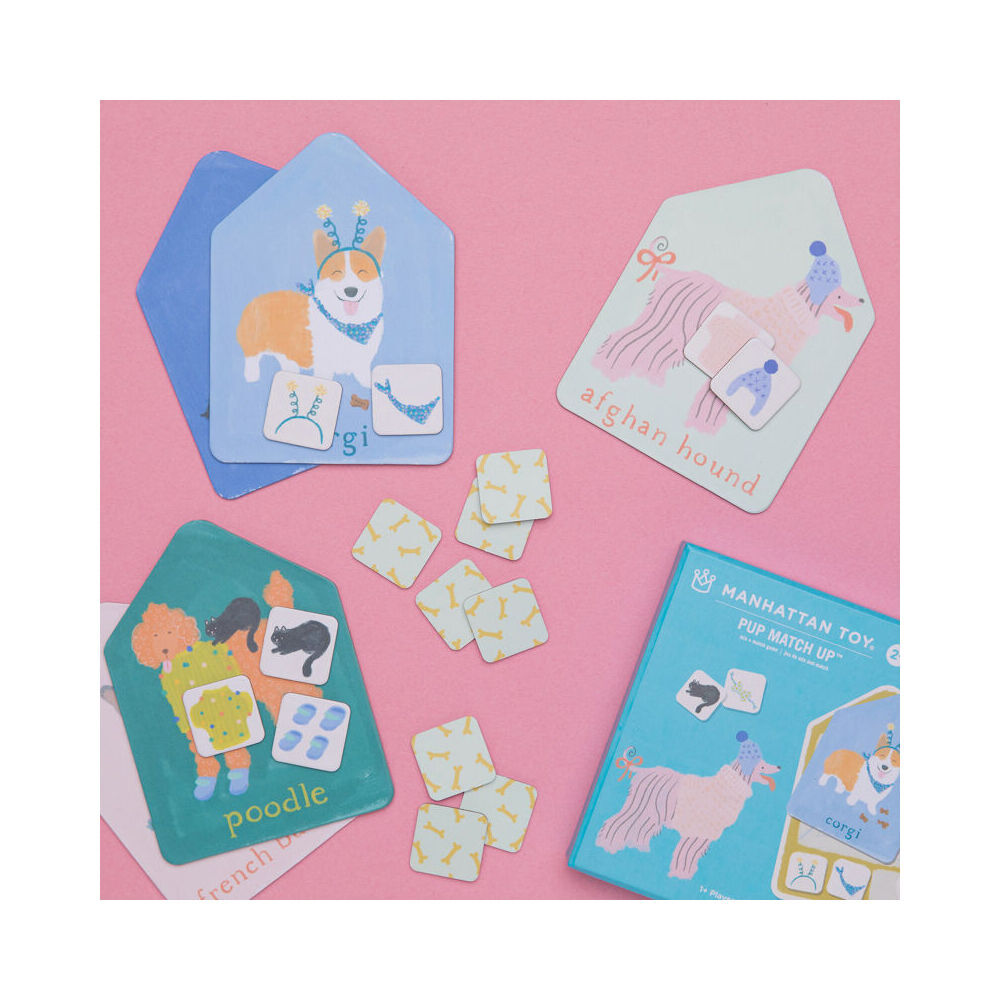 2PK Manhattan Pup Match Up Kids Interactive 6x4cm Card Game 3y+
