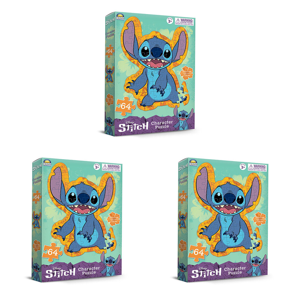 3x 46pc Stitch Character Jigsaw Puzzle 38x28cm Kids 3y+