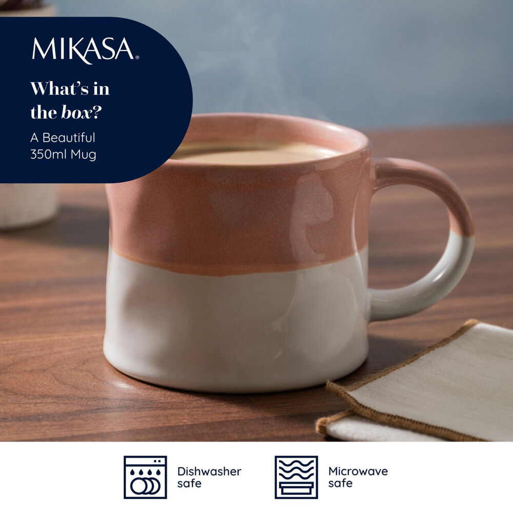 4PK Mikasa 350ml Ombre Coffee Mug Cup Clay Drinkware Pink/White