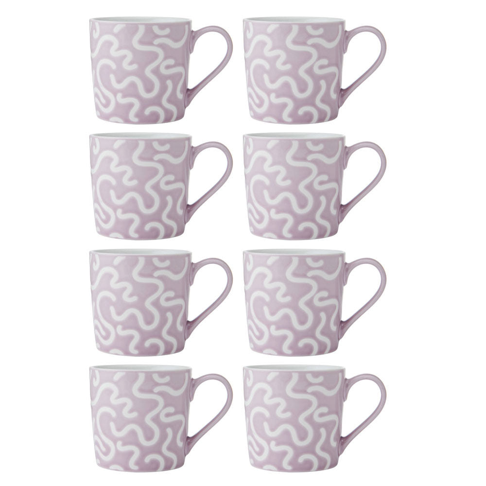 8PK Mikasa 360ml Textured Purple Swirl Coffee Mug Cup Stoneware Purple