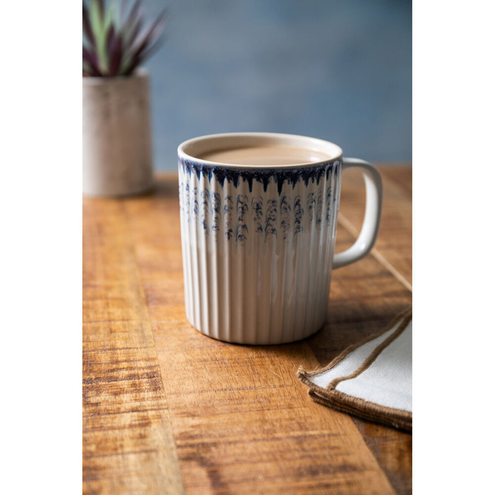 4PK Mikasa 410ml Textured Coffee Mug Cup Stoneware Blue