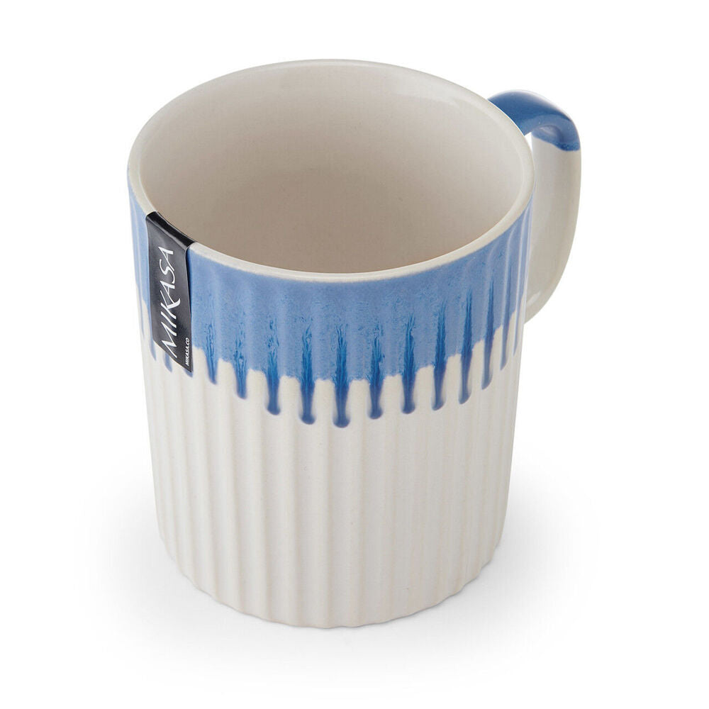 8PK Mikasa 410ml Textured Coffee Mug Cup Stoneware Blue