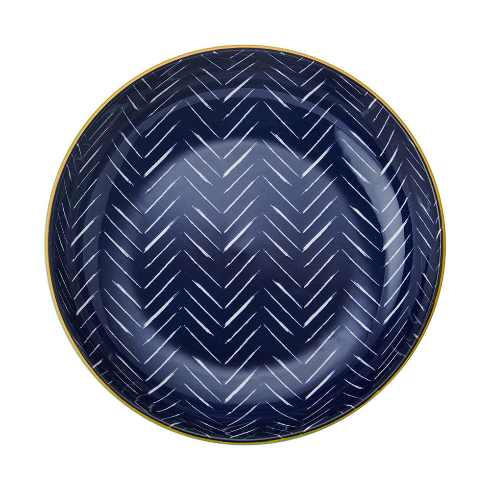 Mikasa Stoneware Indigo Chevron Ceramic Serving Bowl 21cm