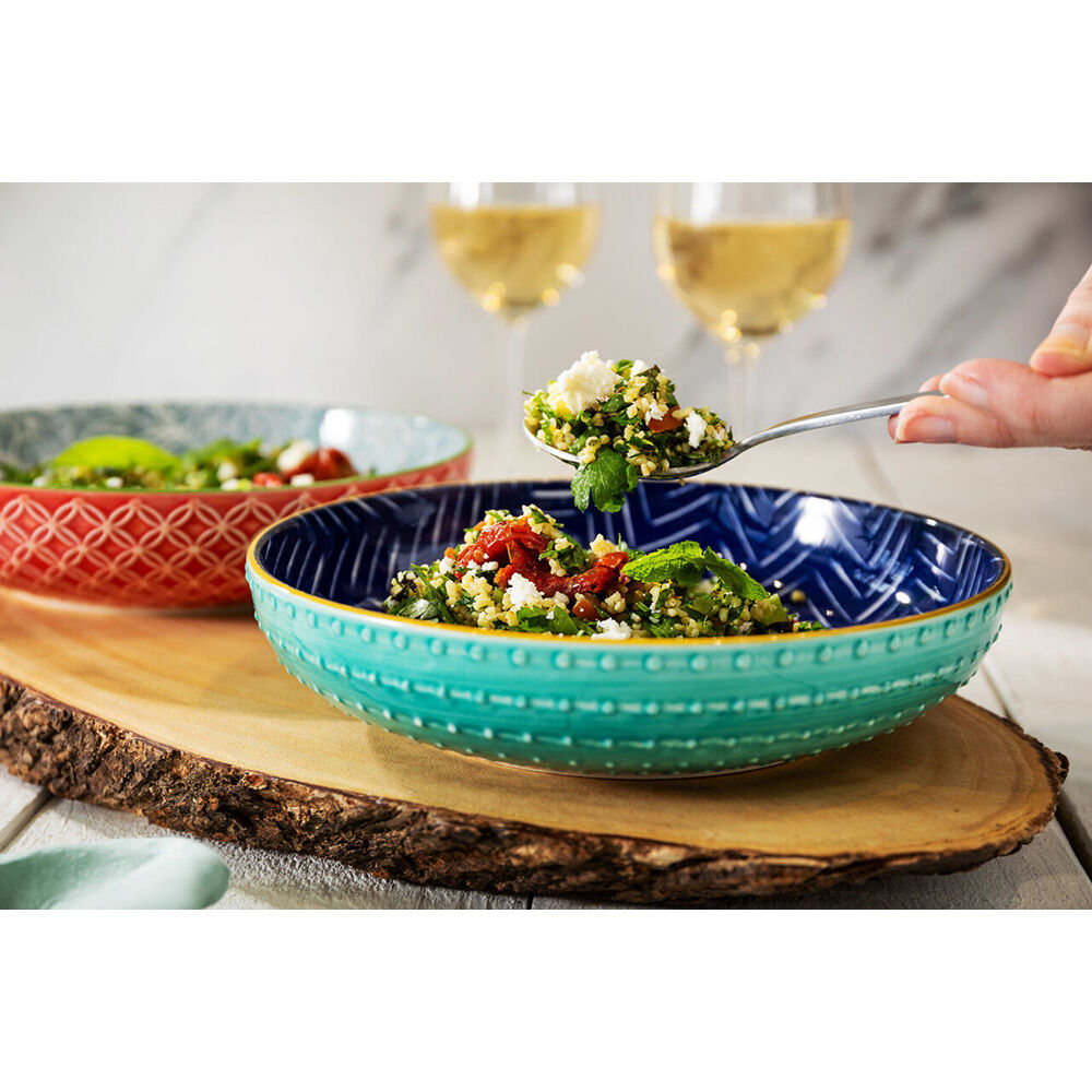 Mikasa Stoneware Indigo Chevron Ceramic Serving Bowl 21cm