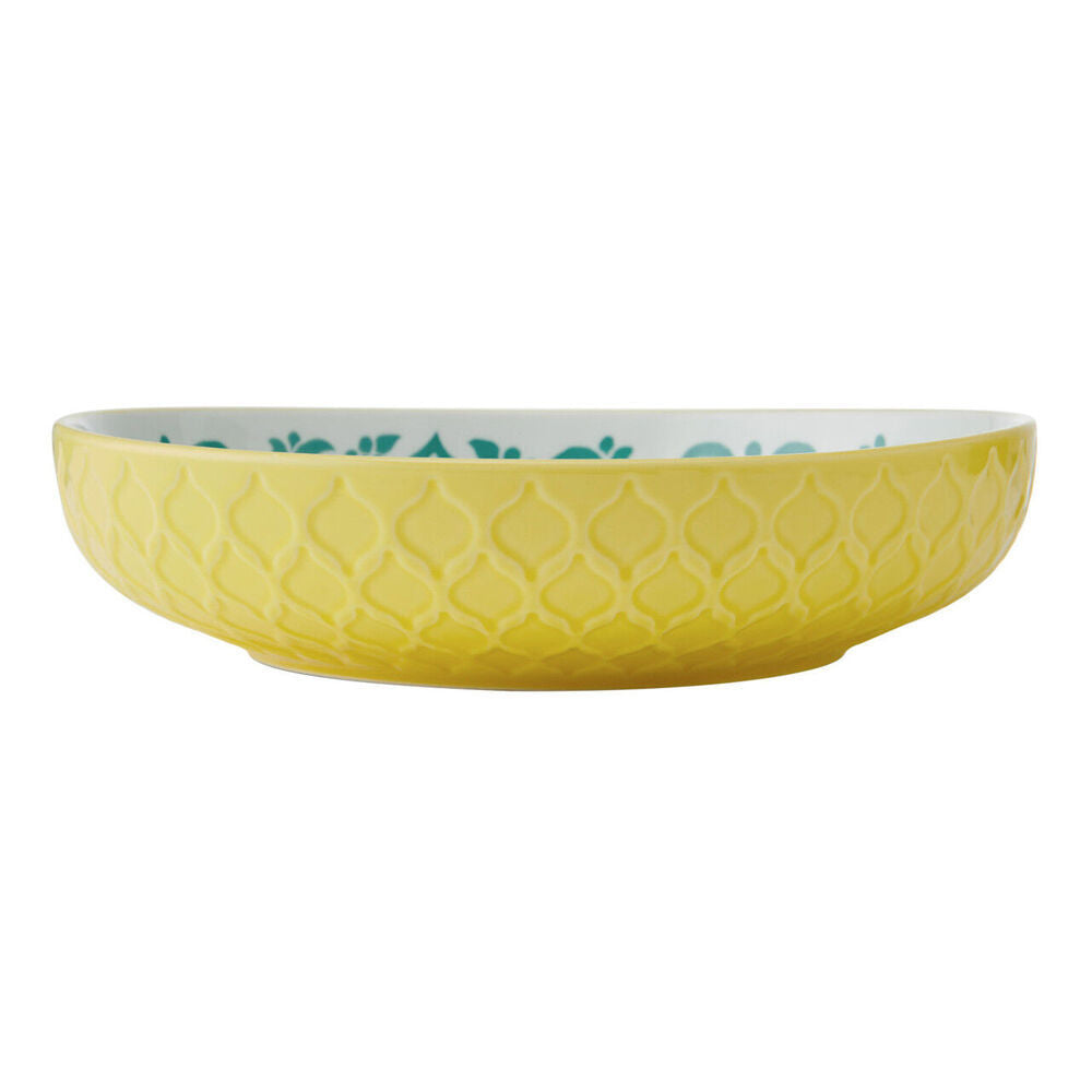 4PK Mikasa Geometric Ceramic Bowl Round Dinnerware 21cm Yellow/Blue