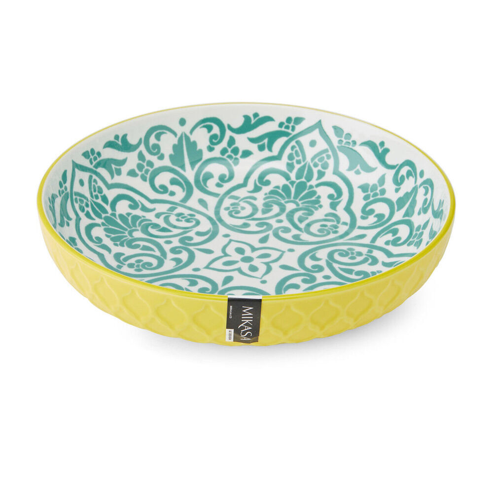 4PK Mikasa Geometric Ceramic Bowl Round Dinnerware 21cm Yellow/Blue