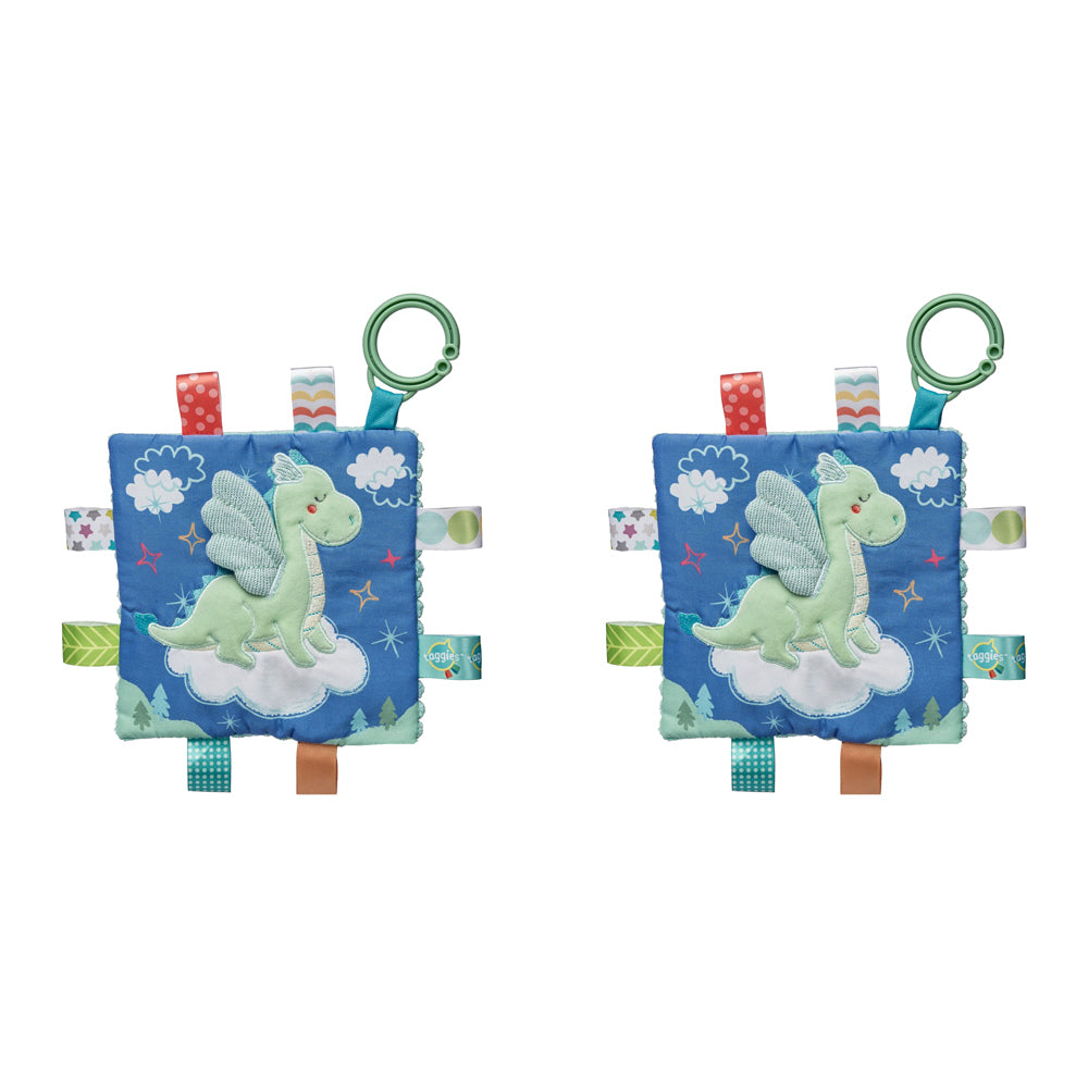 2PK Mary Meyer Taggies Drax Dragon Crinkle Me Activity Toy 16.5cm Kids 0+ Blue