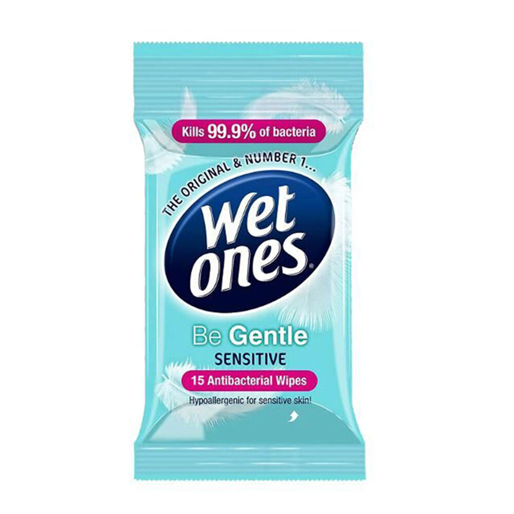 10x 15pc WetOnes Be Gentle Sensitive Surface Wipes Travelpack Antibacterial