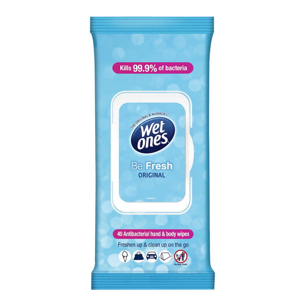 6x 40pc WetOnes Fresh Original Travel Surface Cleaning Wipes Antibacterial