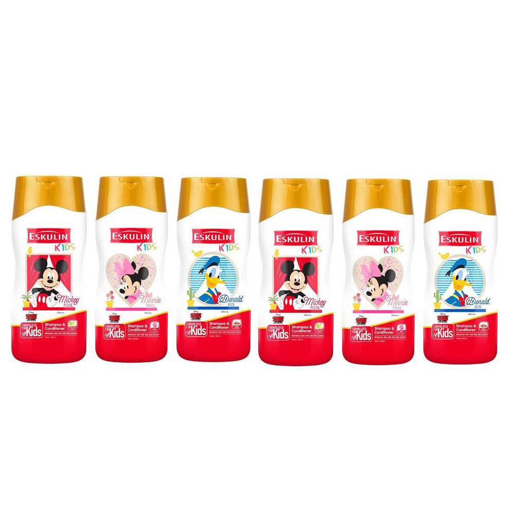 6PK Disney Eskulin Kids 2 in 1 Shampoo & Conditioner 200ml Assorted