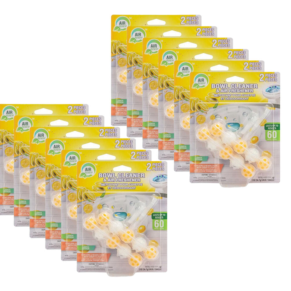 12x 2pc Air Fusion Bowl Cleaner & Air Freshener - Lemon