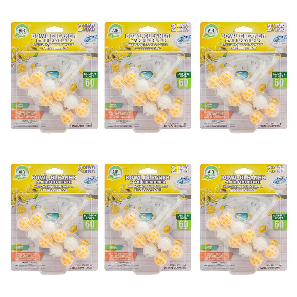 6x 2pc Air Fusion Bowl Cleaner & Air Freshener - Lemon