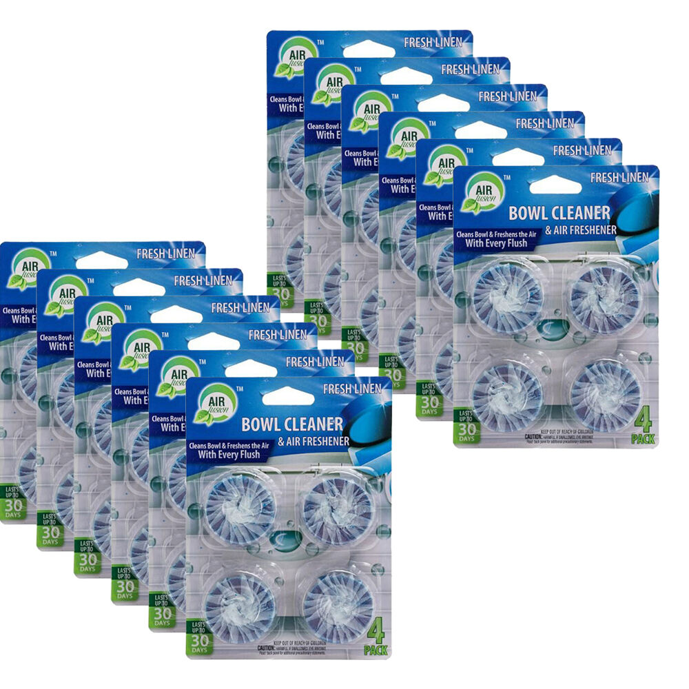 12x 4pc Air Fusion Toilet Bowl Cleaner & Air Freshener - Linen