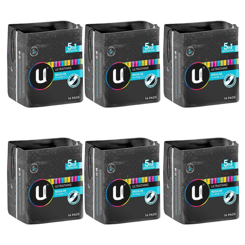 6x 14pc U by Kotex Women Regular Winged Pads Sanitary Napkin Ultra Thin
