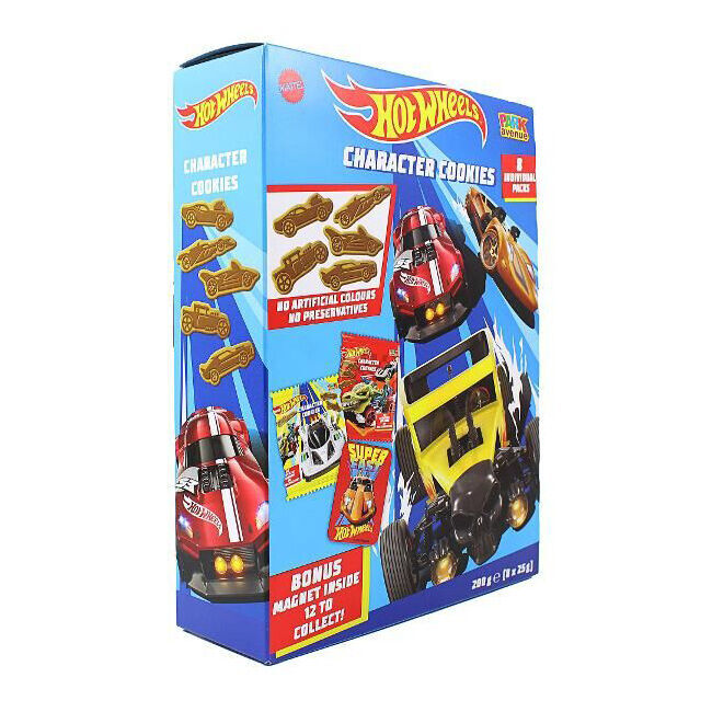 8PK 8pc Hot Wheels Character Vehicle Shaped Cookies 200g Snack