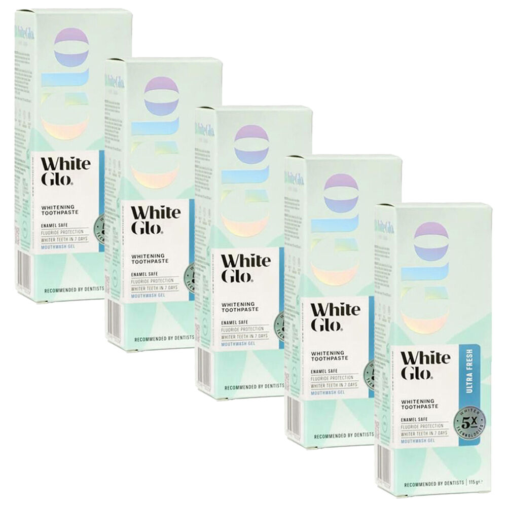 5PK White Glo Enamel-Safe Ultra Fresh Dental Care Toothpaste 5x Whiter