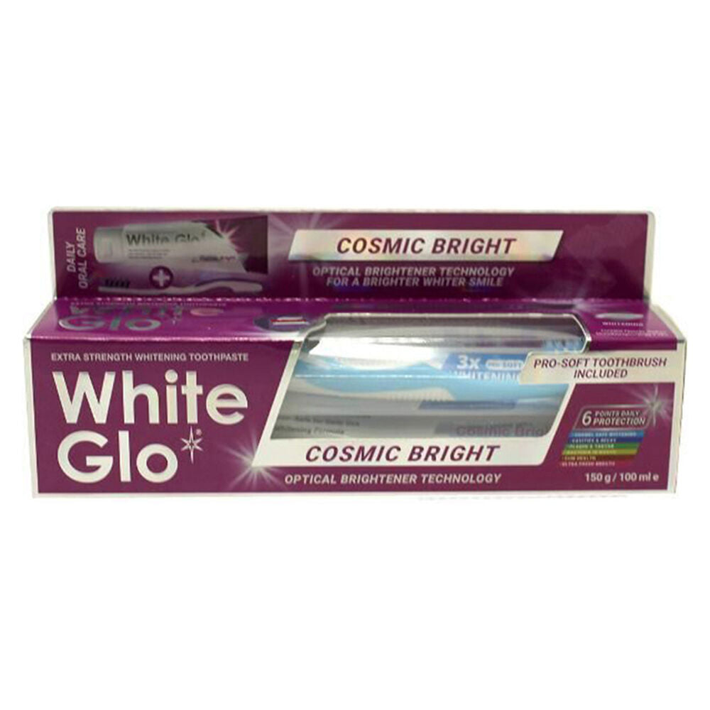 6x 2pc White Glo Whitening Toothpaste & Toothbrush Dental Care Set Cosmic Bright