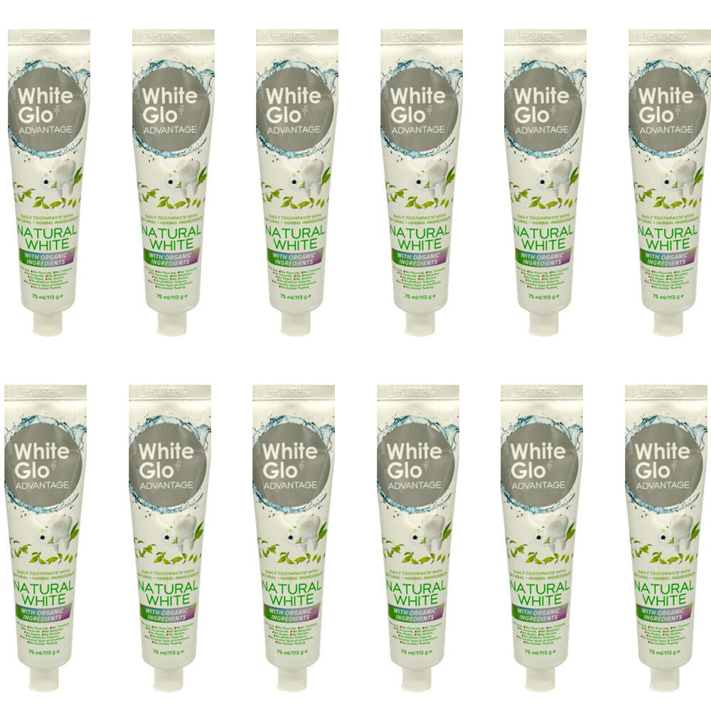 12PK White Glo Advantage Natural Organic Whitening Dental Care Toothpaste 113g
