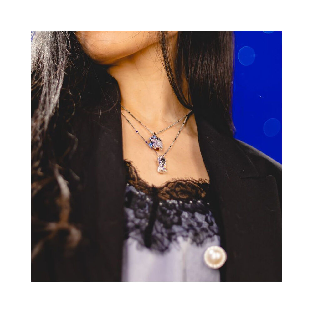 Couture Kingdom Marvel Infinity Gauntlet Crystal Necklace - Silver