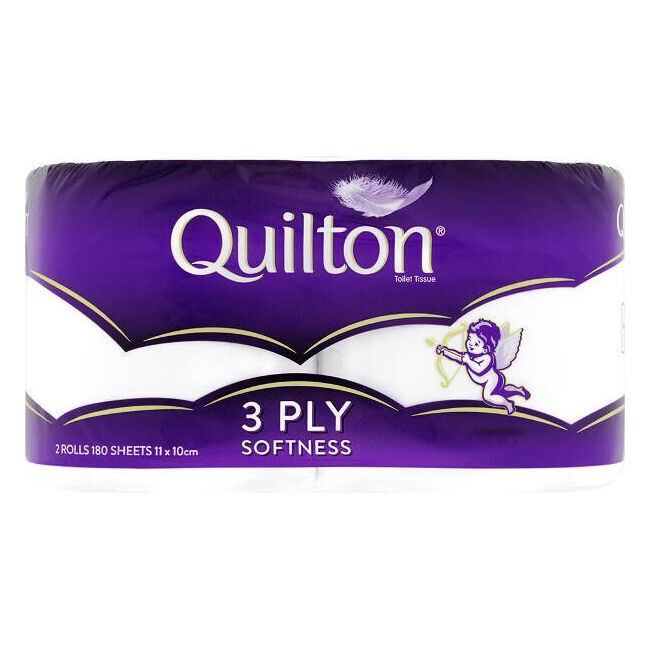 14x 2pc Quilton 180-Sheet Softness Tissue Roll 3-Ply White