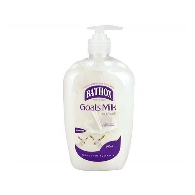 12PK Bathox Goats Milk Handwash Pump 600ml Nourishing Liquid Hand Care