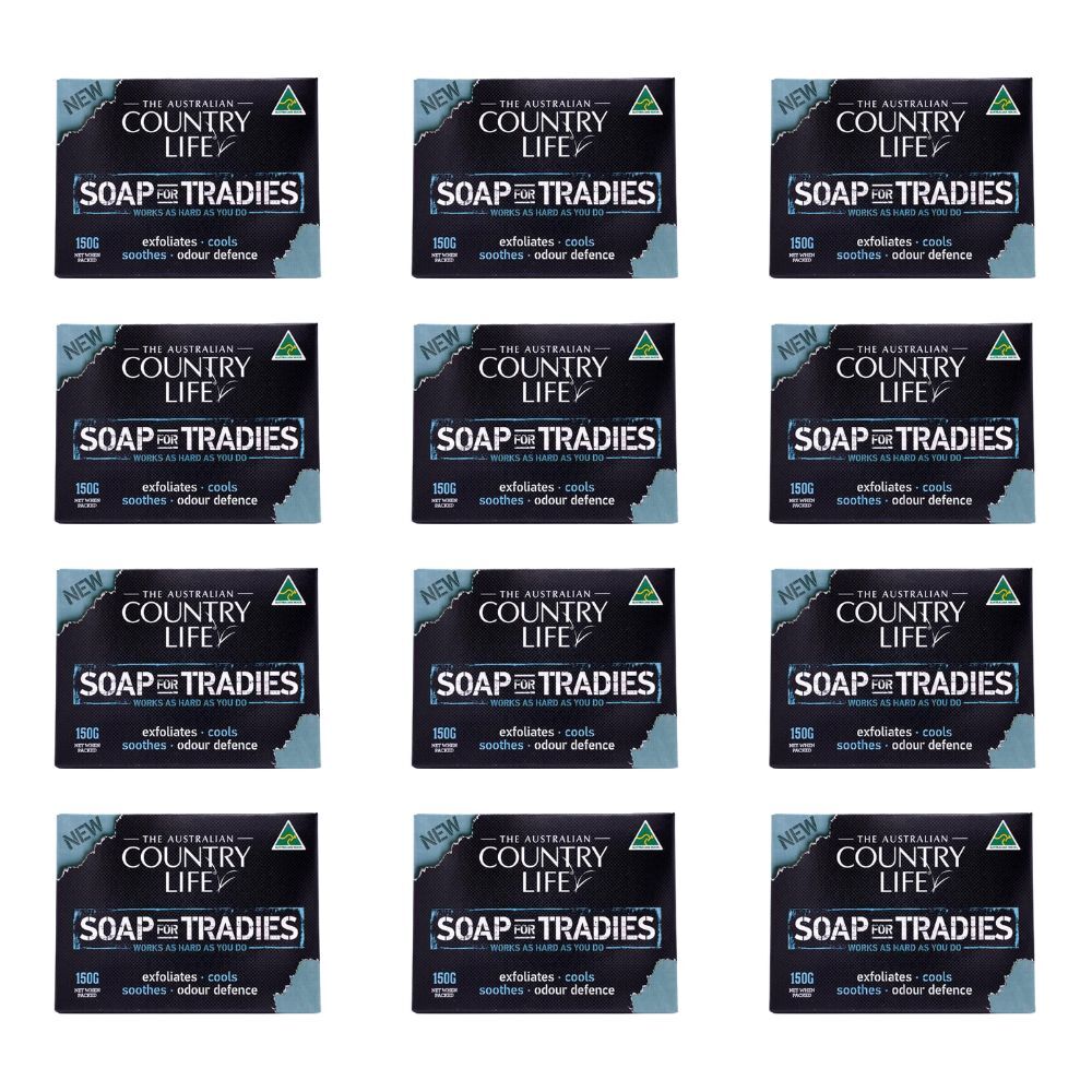 12PK Country Life Exfoliates & Odour Defense Tradies Daily Bar Soap 150g